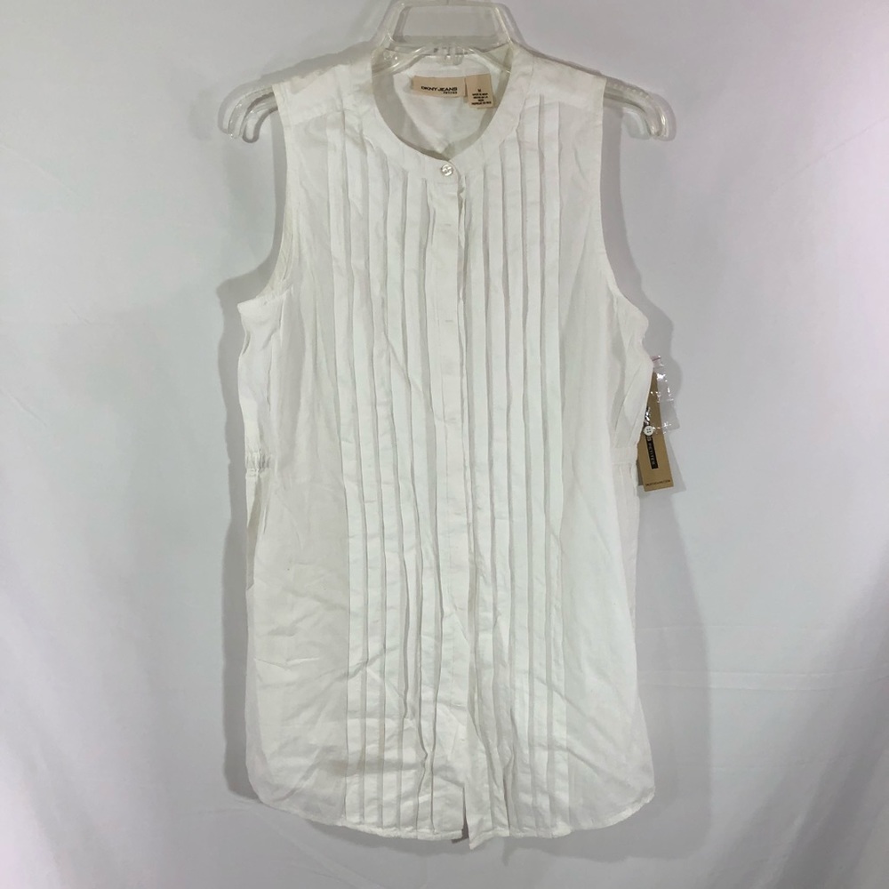 DKNY Jeans Petite Sleeveless Tuxedo Tunic Size MP